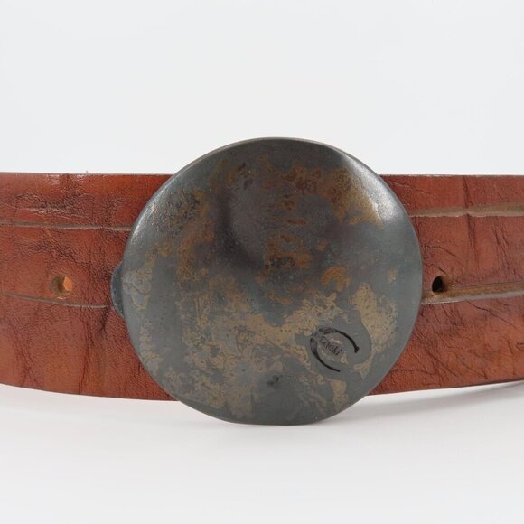 Just Cavalli Women 34 Brown Leather Wide Belt Boho Western Italy Roberto Cavalli - Picture 2 of 14